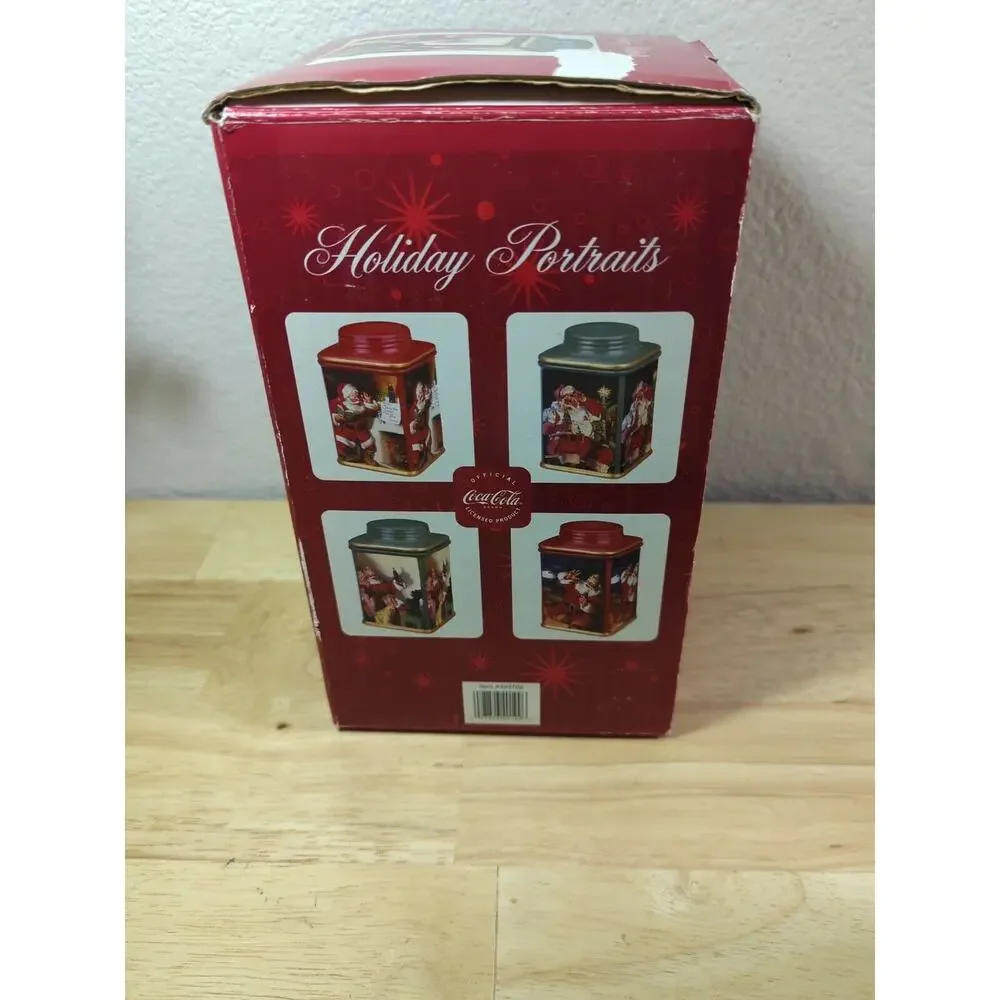 Coca Cola Holiday Portraits Santa Green‎ Stoneware Canister Sakura 2002 NEW